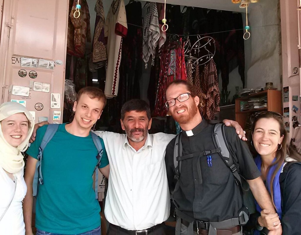 Chad and his wife Johanna, right, with friends in Palestine, Summer 2014